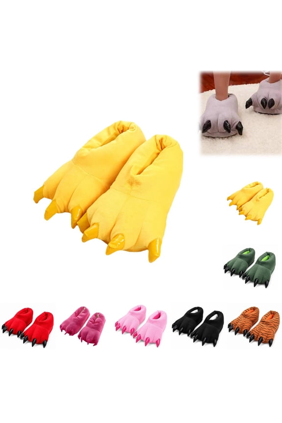 Halloween Kids Monster Paw Slippers Warm Plush Slip On Non Slip Indoor House Shoes Cute Animal Claw Boys Girls Footwear