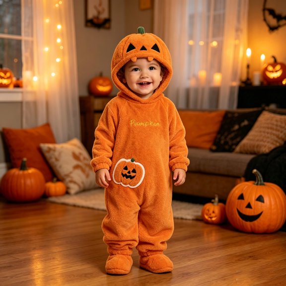 Halloween Kids Pumpkin Onesie Jumpsuit, Cozy Pumpkin Suit – Ultra-Soft, Warm Bodysuit for Halloween