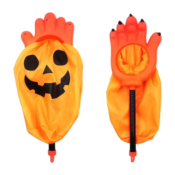 Halloween Kids Pumpkin Trick Or Treat Candy Tote Bag With Handle, Reusable Cloth Candy Bucket for Halloween Party Decor Trick-or-Treating (Orange)