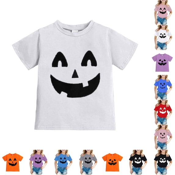 Halloween Kids Shirt Crewneck Short Sleeve Cute Print Kids Boy Girl Halloween Outfit 4-5 Years