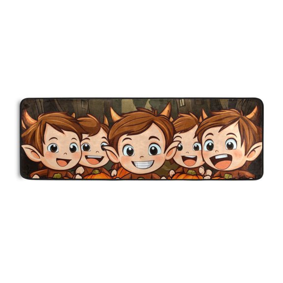 Halloween Kids and Pumpkin Lights Runner Rug for Hallways Kitchen Non Slip 2'x 6' Washable Hall Carpet for Bedroom Entryway Laundry Room