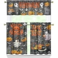 thumbnail image 1 of Halloween Kitchen Curtains 3 Piece Set, Orange Pumpkin and White Ghost Kitchen Curtains Set for Windows Decor. Suitable for Home Farmhouse Decor, As a Gift for Holloween Holiday., 1 of 6