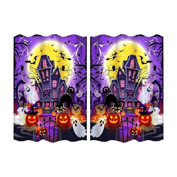 Halloween Kitchen Curtains Decorative Window Drapery for Bedroom Living Room Kitchen Bathroom Home Party Decor 2 Panels,Purple