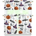thumbnail image 1 of Halloween Kitchen Curtains Ghost Curtain for Dining Room Tier Curtains Halloween Rod Pocket Window Drapes Set of 3 Curtains for Kitchen Decor, 1 of 6