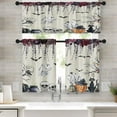 thumbnail image 1 of Halloween Kitchen Curtains Purple Rose Leaves Window Curtains Valance and Tier Set 36 Inch, Cat Pumpkin Bat Skull Ghost Rod Pocket Short Tier Curtain for Room, Retro Small Cafe Kitchen Decor, 1 of 6