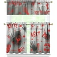 thumbnail image 1 of Halloween Kitchen Curtains Set for Windows, Horror Atmosphere Bloody Handprints Halloween Kitchen Curtains 3 Piece Decor. Suitable for Home Farmhouse Style, As a Gift for Holloween Holiday., 1 of 6