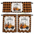 thumbnail image 1 of Halloween Kitchen Curtains Sets for Windows 36 Inch Length, Orange Black Plaid Truck Gnomes Pumpkins Rod Pocket Window Treatments Tier Curtains and Valances Set for Bedroom/Bathroom, 1 of 8