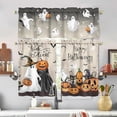 thumbnail image 1 of Halloween Kitchen Curtains and Valance Set of 3, Ghost Pumpkin Kitchen Window Tier Curtains Farmhouse Window Valances Rod Pocket Panels for Halloween Home Decor, 1 of 5