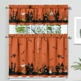 thumbnail image 1 of Halloween Kitchen Curtains and Valances Set of 3, Orange Pumpkin Ghost Bat Halloween Kitchen Decor,Horror Halloween Kitchen Curtains and Valances Short Curtain Set for Kitchen Bedroom Decor 36 Inch, 1 of 6