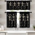 thumbnail image 1 of Halloween Kitchen Curtains Window Curtains and Valances Set 24 Inch, Dancing Skeletons on Black Background Short Tier Curtain for Kitchen, October Small Kitchen Decor, 1 of 6