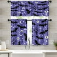 thumbnail image 1 of Halloween Kitchen Curtains Window Curtains and Valances Set 36 Inch, Bats Moons Skulls and Trees Short Tier Curtain for Kitchen, Cartoon Spooky Small Kitchen Decor, 1 of 6