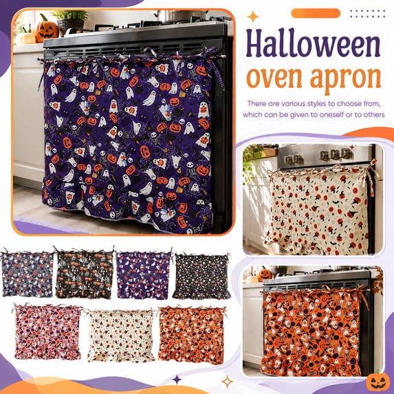Halloween Kitchen Decor, 30 Inch Spooky Halloween Decor Hanging Curtain with Print Patterns, Indoor Halloween Decor for Halloween Party, Home Kitchen Decoration, 1 Pack