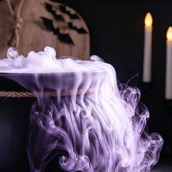 Halloween Kitchen Decor,Potion Bottles,Halloween Witch Canister Atmospheric Props - Witch Jar Decor for Party Scene Layout - Plastic Cauldron Can with Fog Output(Purple 8IN)