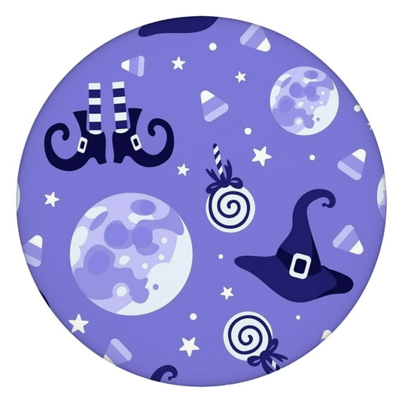 Halloween Kitchen Decor Pumpkin Tablecloth Elastic - 44 Inch Round Stretch Cover for Dining Party Table