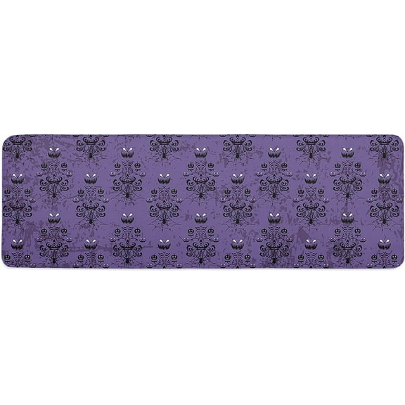 Halloween Kitchen Mat Rug 1 PCS Haunted Halloween Mansion Purple Background Runner Rug Anti-Fatigue Comfort Memory Foam Standing Mat Non-Slip Floor Door Mat for Bathroom Bedroom 18x47in