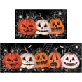 thumbnail image 1 of Halloween Kitchen Mat Set of 2,Black Pumpkins Spider Web Happy Halloween Floor Mats and Rugs Non Skid Washable for Kitchen Home Decor,Halloween Decorations and Accessories (17"x47"+17"x30"), 1 of 6