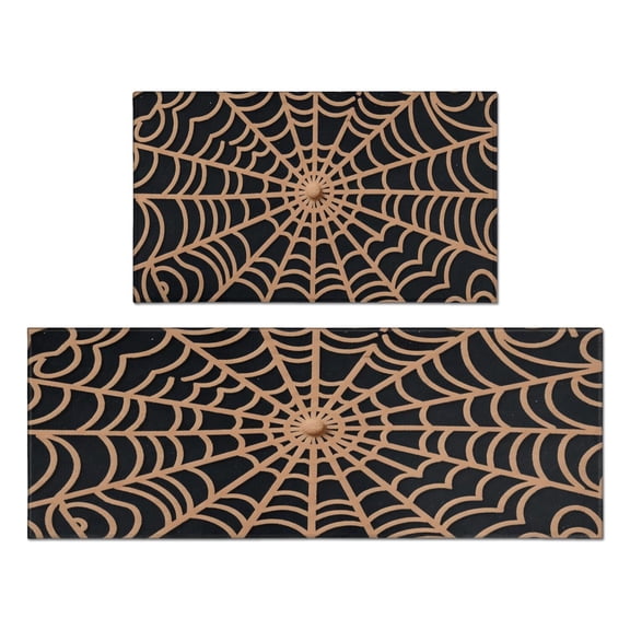 Halloween Kitchen Mats Sets Of 2 Spooky Boo Kitchen Mats for Cooking Outdoor Non-Slip Retro Rugs Decorations for Porch Veranda Entryway (17x47in+30x17in)