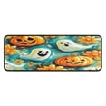 thumbnail image 1 of Halloween Kitchen Rug Set of 2 Absobent Kitchen Mats for Floor,Scary Pumpkin Spooky Ghost FLower Halloween Kitchen Runner for Bathroom,Room Door (47x17+30x17 inches), 1 of 1