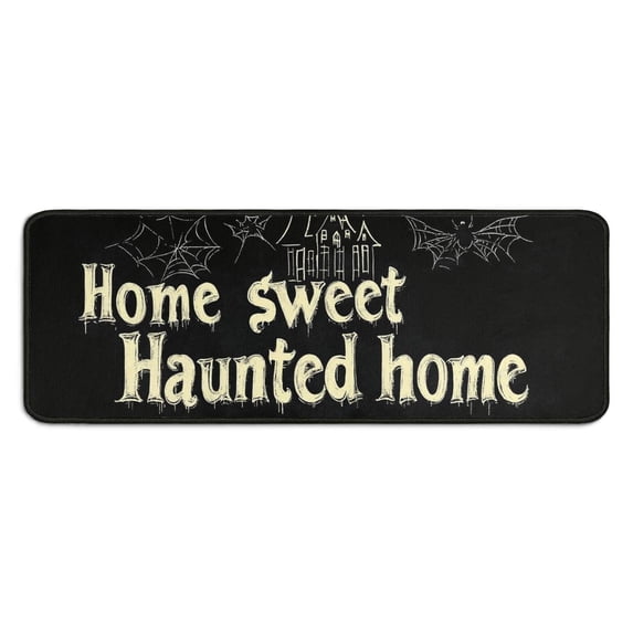 Halloween Kitchen Rug Set of 2 Anti Fatigue Kitchen Mats for Floor,Home Sweet Haunted House Castle Halloween Rugs for Kitchen Floor for Bathroom,Room Bedroom (47x17+30x17 inches)