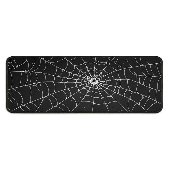 Halloween Kitchen Rug Set of 2 Non Skid Kitchen Mats for Floor,Halloween Spooky Scary Spider Web Kitchen Floor Mats for Bathroom,Room Cooking (47x17+30x17 inches)