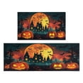 thumbnail image 1 of Halloween Kitchen Rug Set Of 2 Non Slip Kitchen Mats for Floor,Halloween Horror Orange Pumpkin Spooky Castle Rug for Kitchen Floor for Bathroom,Room Door (47x17+30x17 Inches), 1 of 1