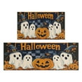 thumbnail image 1 of Halloween Kitchen Rug Set Of 2 Non Slip Kitchen Mats for Floor,Horror Pumpkin Bat Ghost Happy Halloween Kitchen Rugs and Mats for Bathroom,Room Cook (47x17+30x17 Inches), 1 of 7