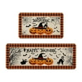 thumbnail image 1 of Halloween Kitchen Rug Set of 2, Non Slip Pumpkin Spooky Mats with Anti Fatigue Comfort, Washable Halloween Decor Rugs for Sink Laundry Office, Farmhouse Holiday Floor Mats 15.8x23.6+15.8x43.3 Inches, 1 of 6