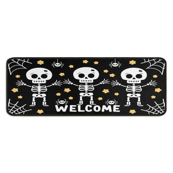 Halloween Kitchen Rug Sets 2 Piece Pumpkin Witch Bat Spider Kitchen Rugs and Mats Anti Fatigue Kitchen Floor Matfor Cook Home Decor (47x17+30x17 Inches)