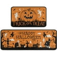 thumbnail image 1 of Halloween Kitchen Rugs and Mats Set of 2,Scary Halloween Pumpkin Skeleton Ghost Floor Mats,Non-Slip Washable Anti-Fatigue Kitchen Floor Mats for Kitchen Halloween Decor 17x30+17x47In Orange, 1 of 6