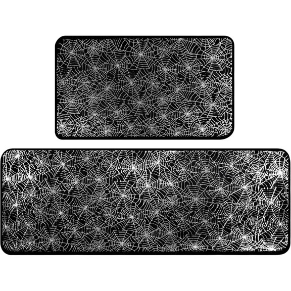 Halloween Kitchen Rugs Set of 2, Cushioned Anti-Fatigue Kitchen Mats for Floor, Spider Web Kitchen Mats, Non-Slip Waterproof Kitchen Floor Mat Washable for Kitchen, Home, Office, Laundry