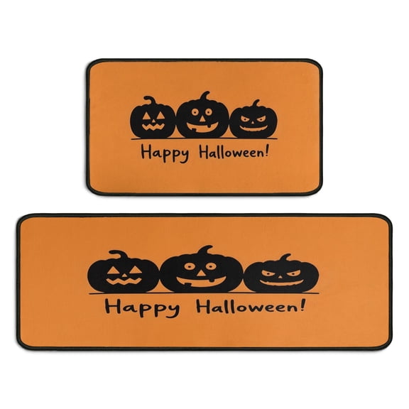 Halloween Kitchen Rugs Sets Of 2 Trick or Treat Kitchen Rugs and Mats for Floor Bathroom Non Skid Sink Mats Decorations for Home Dining Room (17x47in+30x17in)