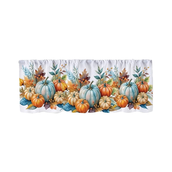Halloween Kitchen Tier Curtains 2D Printed Short Curtains Spooky Pumpkin Ghost Window Valance Curtain For Kitchen Dining Room Halloween