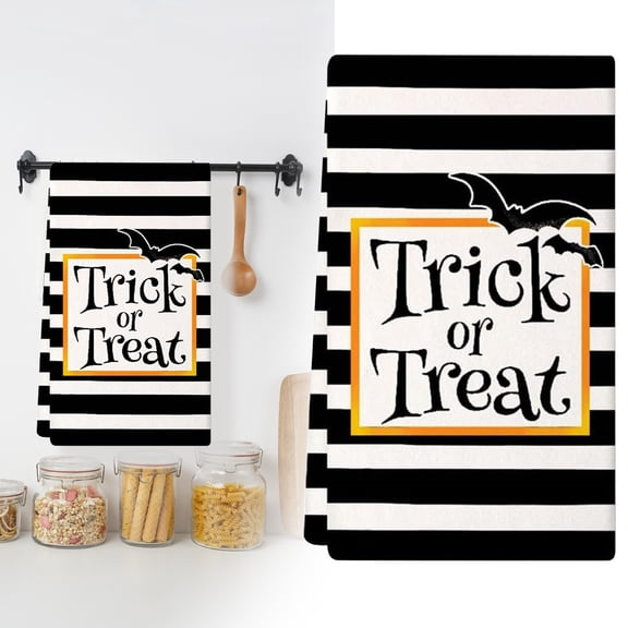 Halloween Kitchen Towel 15.7*23.6Inch Trick or Treat Dishcloth Scary Hand Drying Tea Towel for Halloween Baking Cooking Home Kitchen Decor Housewarming Gift