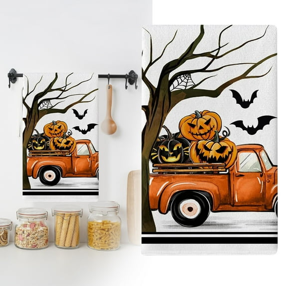 Halloween Kitchen Towel 16 x 24 Inch Black White Ghost Dishcloth Scary Hand Drying Tea Towel for Halloween Baking Cooking Home Kitchen Decor Housewarming Gift