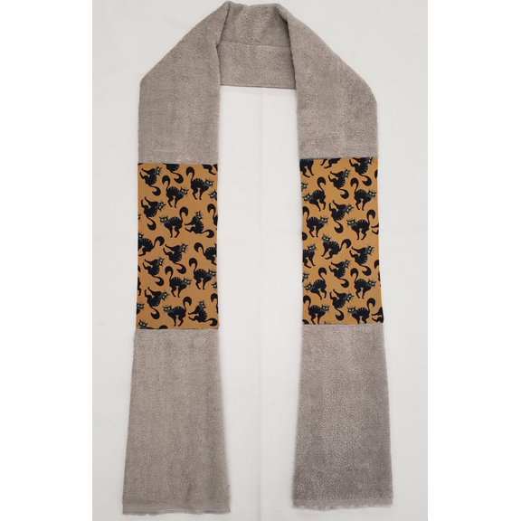 Halloween Kitchen Towel Boa / Scarf by Penny's Needful Things (Towel Color: Gray) (Scaredy Cat)