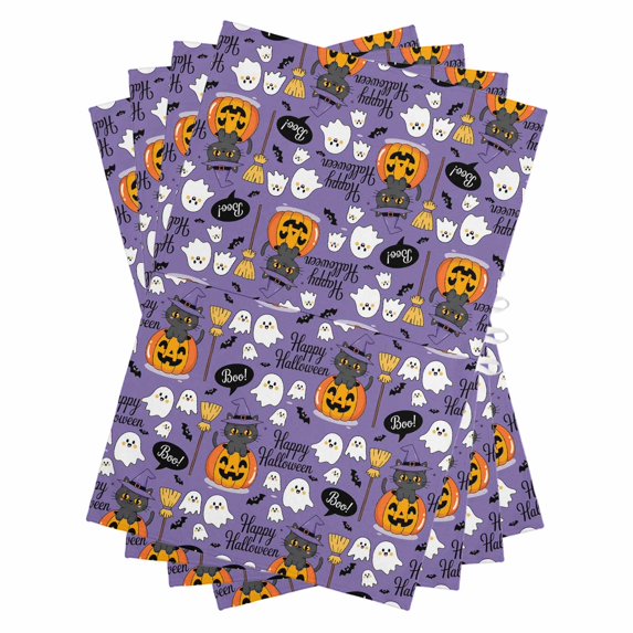Halloween Kitchen Towels Set of 4, Water Absorbent Dish Towel, Orange Pumpkin Funny Ghost Black Cat Purple Decorative Hand Towels - Quick Drying Cloth for Cooking Baking, 18x28 Inch