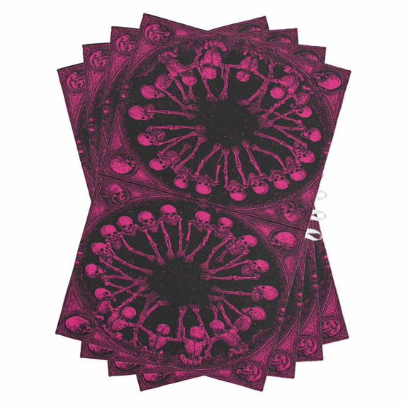 Halloween Kitchen Towels Set of 4, Water Absorbent Dish Towel, Vintage Skeleton Pink Fall Holiday Decorative Hand Towels - Quick Drying Cloth for Cooking Baking, 18x28 Inch