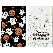 Halloween Kitchen Towels Set of 2 Pumpkin Ghost Dish Towel Tea Towels for Kitchen 16x26 Inch Absorbent Drying Cloth Cooking Baking Cleaning