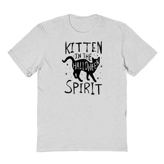 Halloween Kitten Spirit Graphic Ash Grey Men's Cotton T-Shirt