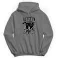 thumbnail image 1 of Halloween Kitten Spirit Graphic Charcoal Heather Men's Cotton Pullover Hoodie, 1 of 1