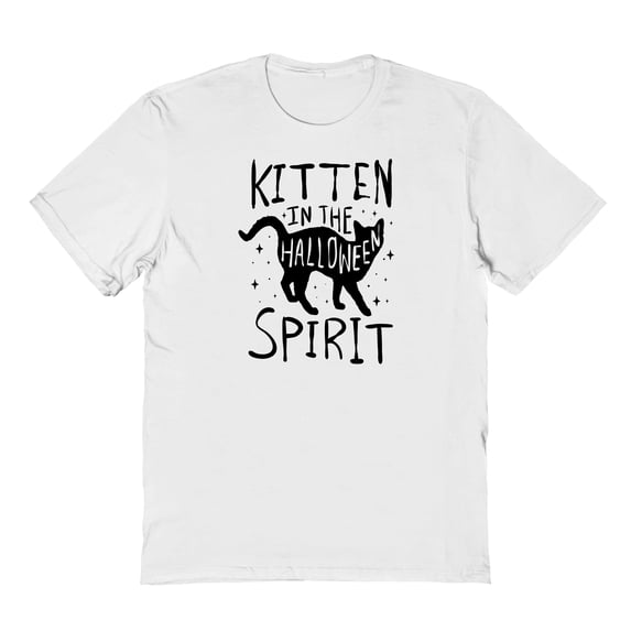 Halloween Kitten Spirit Graphic White Men's Cotton T-Shirt