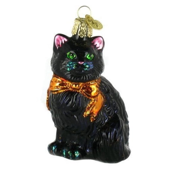 Old World Christmas 3.50In Halloween Kitty, Glass, Black Cat Spooky 26033