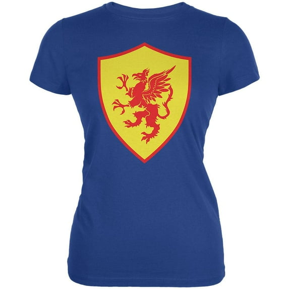 Halloween Knight Shield Costume Griffin Juniors Soft T Shirt Royal SM