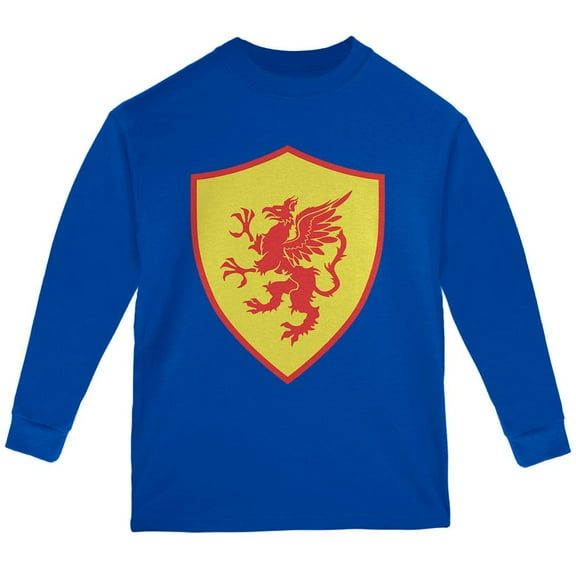 Halloween Knight Shield Costume Griffin Youth Long Sleeve T Shirt Royal YXL