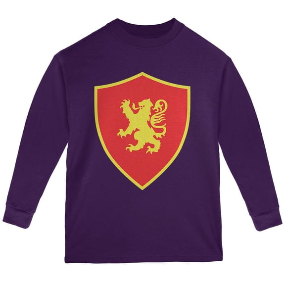 Halloween Knight Shield Costume Rampant Lion Youth Long Sleeve T Shirt Purple YMD