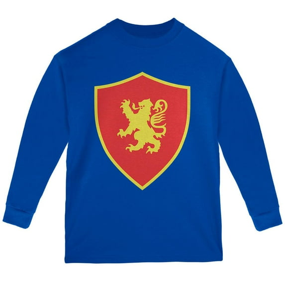 Halloween Knight Shield Costume Rampant Lion Youth Long Sleeve T Shirt Royal YXL