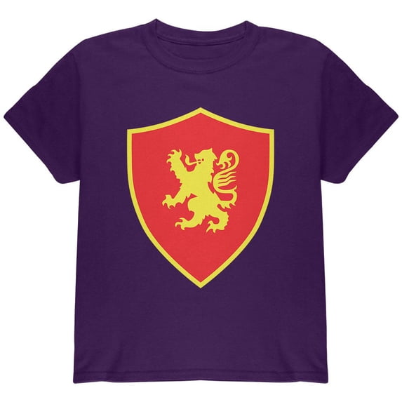 Halloween Knight Shield Costume Rampant Lion Youth T Shirt Purple YLG