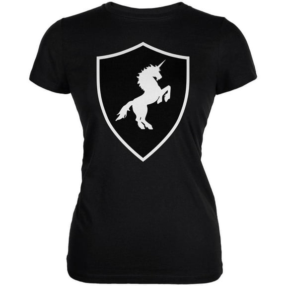Halloween Knight Shield Costume Unicorn Juniors Soft T Shirt Black 2XL