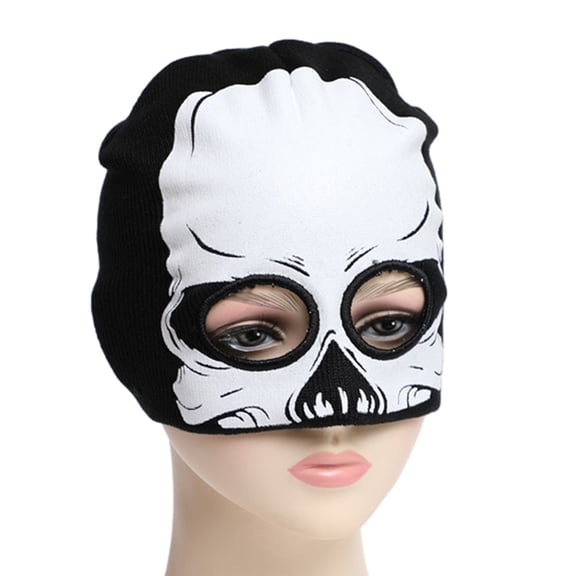 Halloween Knit Hat Scary Skeleton Alien Head Covering Party Holiday Winter Warm Hat Full-Head Skeleton