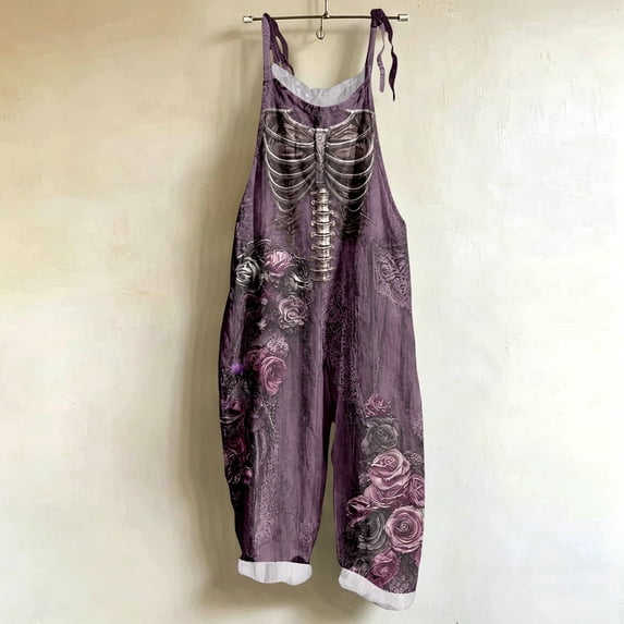 Halloween Knit Skeleton Print Overalls for Halloween Party Dress Up Clothes Themed Party Role Play Pretend Play Outfit